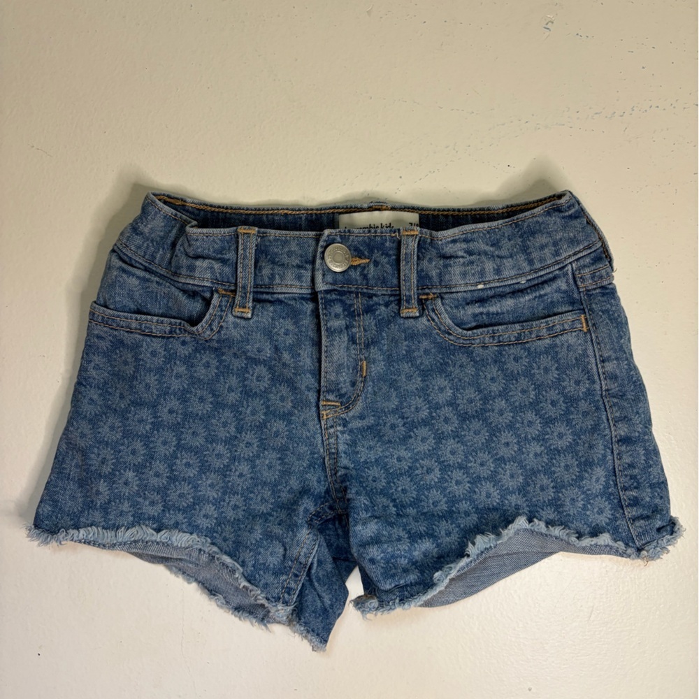 abercrombie kids Light Blue Denim Jeans Waistband floral design size 7/8